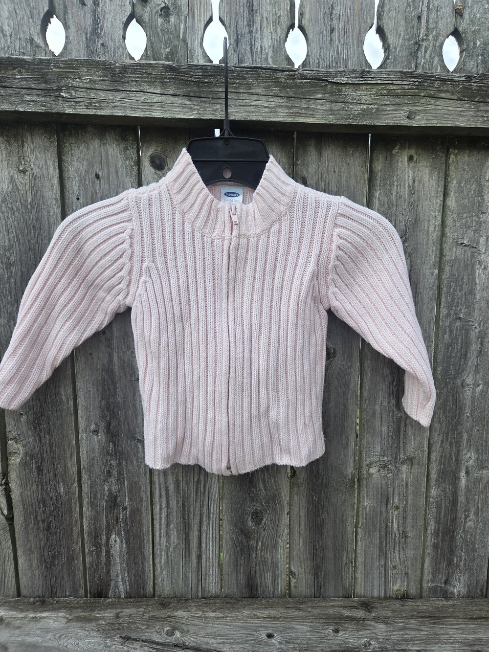 Old Navy Light Glitter Pink Ribbed Zip Cardigan